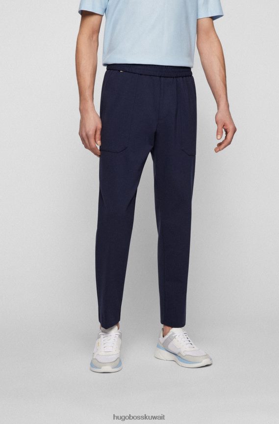 4TFNJN2074 أزرق غامق Hugo Boss بنطال بقصّة مدببة من الجيرسيه المطاطي باللون الأزرق الداكن من هوغو