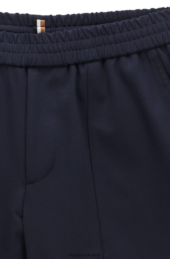 4TFNJN2074 أزرق غامق Hugo Boss بنطال بقصّة مدببة من الجيرسيه المطاطي باللون الأزرق الداكن من هوغو