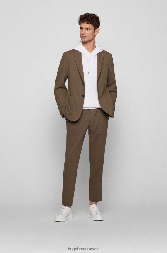 4TFNJN2075 بني Hugo Boss بنطال مدبب باللون البني من هوغو جيرسي مطاطي