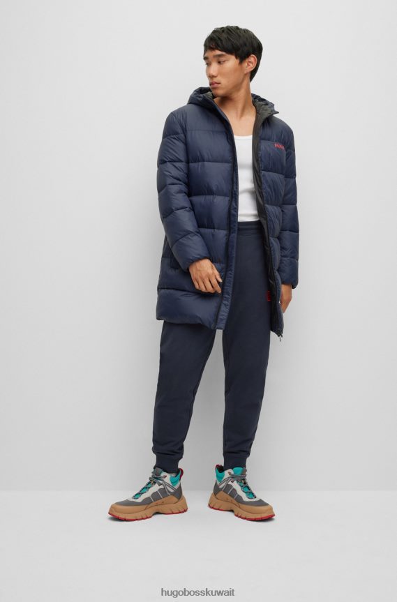 4TFNJN2079 أزرق غامق Hugo Boss سروال رياضي من القطن من Hugo مع رقعة شعار حمراء باللون الأزرق الداكن