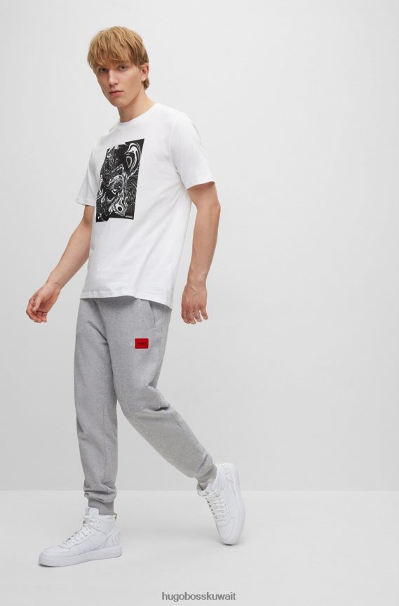 4TFNJN2080 الرمادي الداكن Hugo Boss قيعان رياضية من القطن مع رقعة شعار حمراء باللون الرمادي الداكن