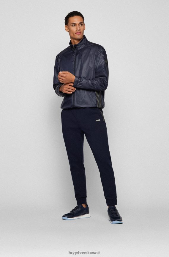 4TFNJN2081 أزرق غامق Hugo Boss سترة بسحاب باللون الأزرق الداكن مصنوعة من قماش هوغو المعاد تدويره والمقاوم للماء