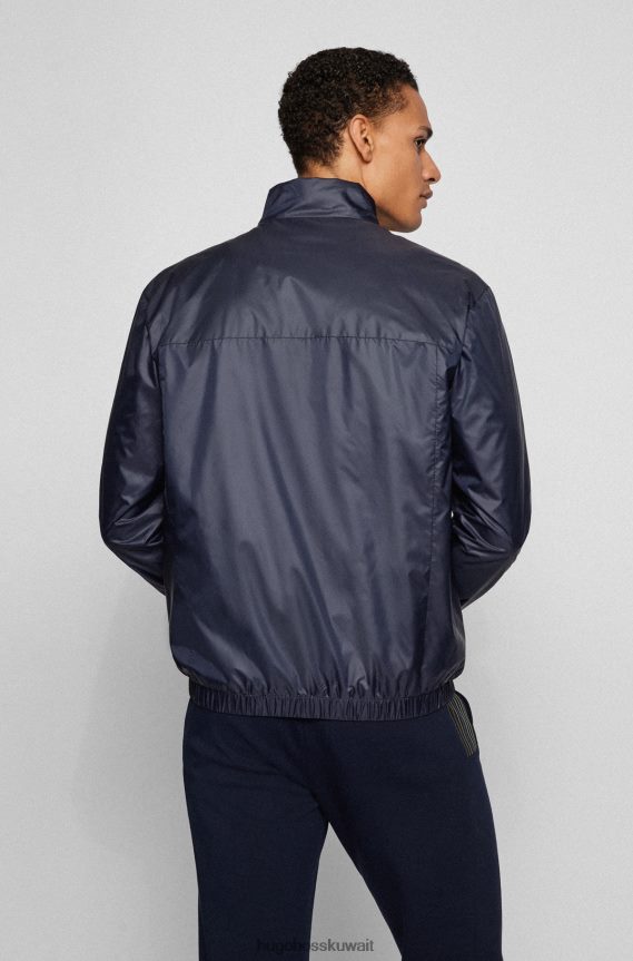 4TFNJN2081 أزرق غامق Hugo Boss سترة بسحاب باللون الأزرق الداكن مصنوعة من قماش هوغو المعاد تدويره والمقاوم للماء