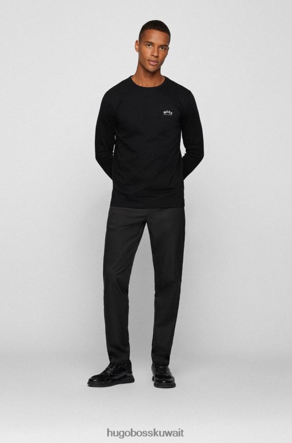 4TFNJN209 أسود/كحلي Hugo Boss تي شيرت L/S منحني 50436179 أسود