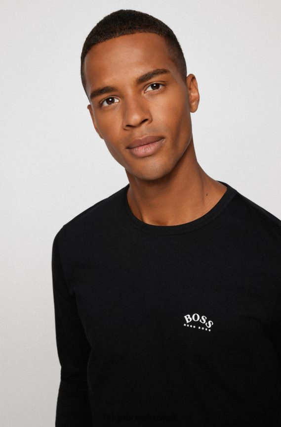 4TFNJN209 أسود/كحلي Hugo Boss تي شيرت L/S منحني 50436179 أسود