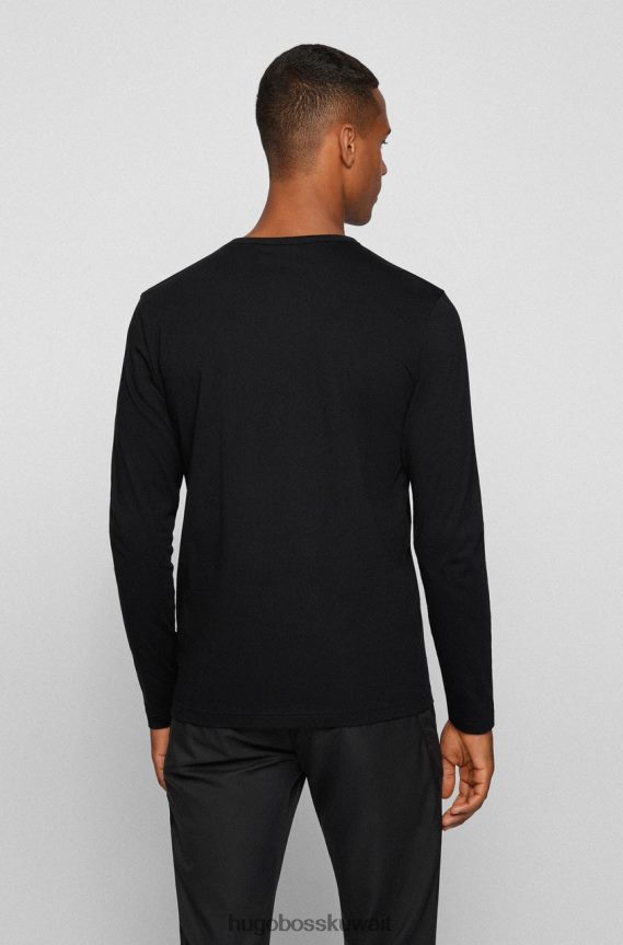 4TFNJN209 أسود/كحلي Hugo Boss تي شيرت L/S منحني 50436179 أسود
