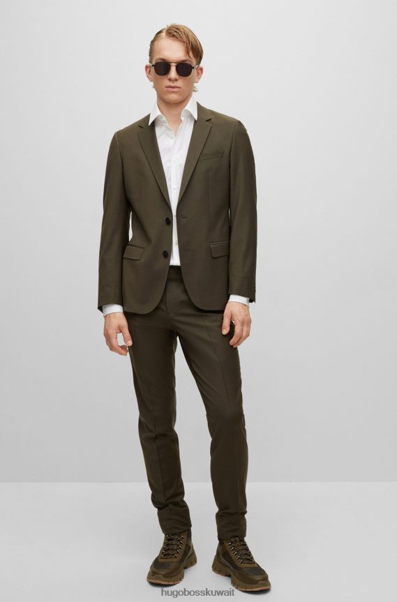 4TFNJN2109 أبيض Hugo Boss قميص Hugo بقصة ضيقة من قماش البوبلين القطني الأبيض سهل الكي