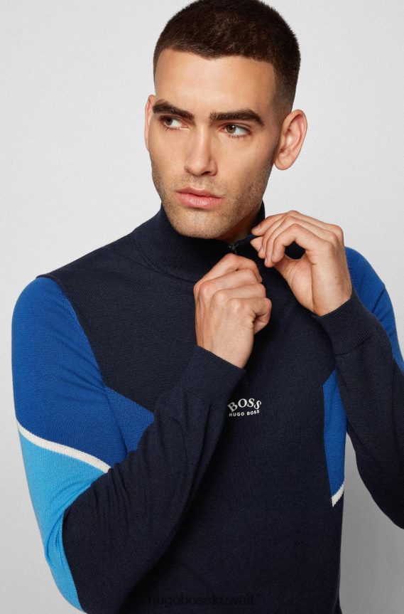 4TFNJN210 أسود/أزرق Hugo Boss متماسكة نصف سحاب زوفين 50456126 أسود