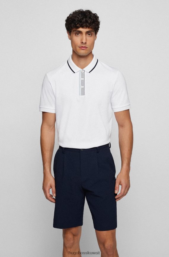 4TFNJN2115 أبيض Hugo Boss قميص بولو من القطن المتشابك باللون الأبيض من Hugo مع شعار مطاطي