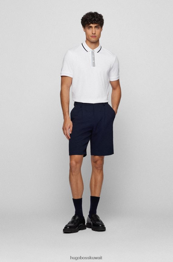 4TFNJN2115 أبيض Hugo Boss قميص بولو من القطن المتشابك باللون الأبيض من Hugo مع شعار مطاطي