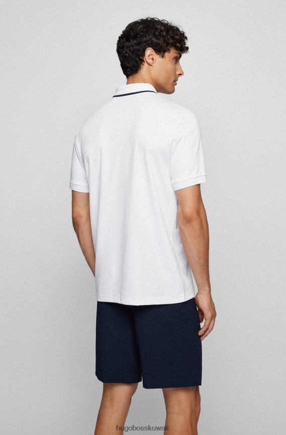 4TFNJN2115 أبيض Hugo Boss قميص بولو من القطن المتشابك باللون الأبيض من Hugo مع شعار مطاطي