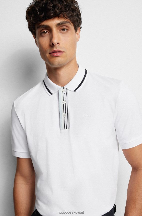 4TFNJN2115 أبيض Hugo Boss قميص بولو من القطن المتشابك باللون الأبيض من Hugo مع شعار مطاطي