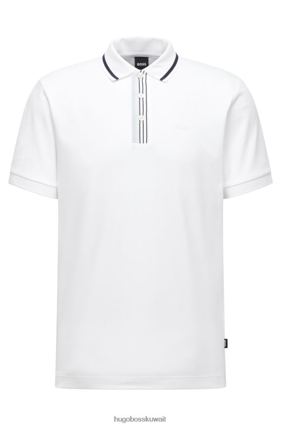 4TFNJN2115 أبيض Hugo Boss قميص بولو من القطن المتشابك باللون الأبيض من Hugo مع شعار مطاطي