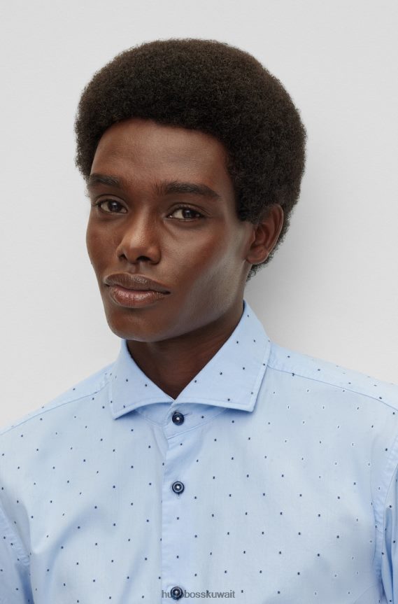4TFNJN2125 أزرق فاتح Hugo Boss قميص كاجوال من القطن المغسول باللون الأزرق الفاتح