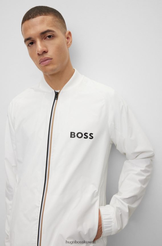 4TFNJN2127 أبيض Hugo Boss بدلة رياضية مطاطية عالية الأداء x Matteo Berrettini مع تفاصيل الشعار