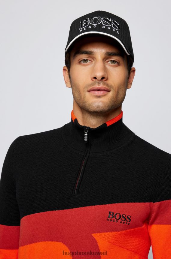 4TFNJN212 برتقالة سوداء Hugo Boss متماسكة نصف سحاب زيتو 50456148 أسود