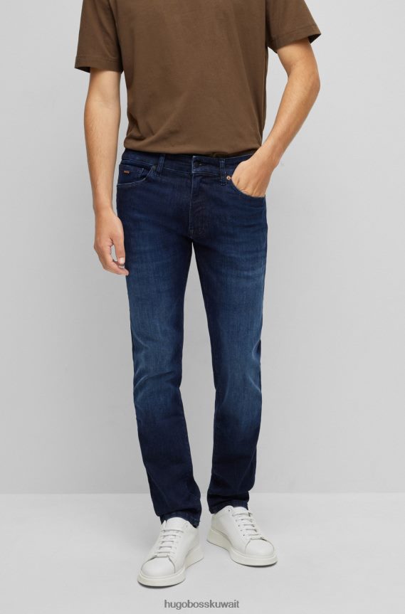 4TFNJN2132 أزرق غامق Hugo Boss جينز بقصة عادية باللون الأزرق من قماش الدنيم فائق التمدد باللون الأزرق الداكن