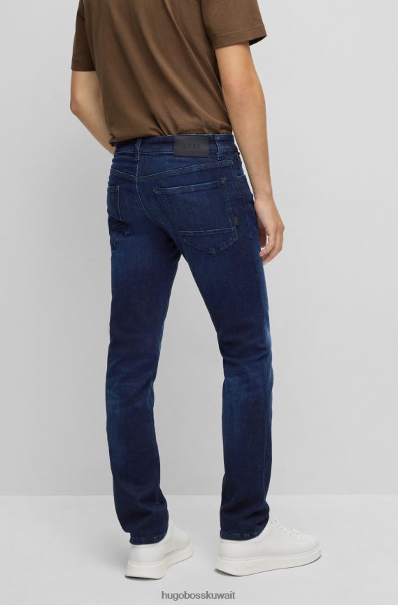 4TFNJN2132 أزرق غامق Hugo Boss جينز بقصة عادية باللون الأزرق من قماش الدنيم فائق التمدد باللون الأزرق الداكن