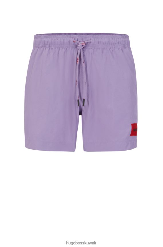 4TFNJN2136 أرجواني Hugo Boss شورت سباحة سريع الجفاف مع شعار أحمر اللون هوغو أرجواني