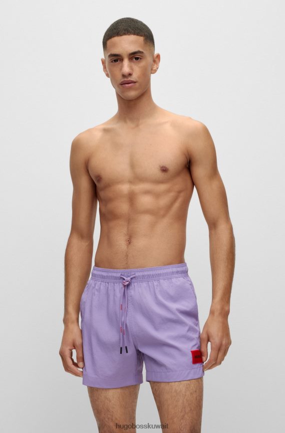 4TFNJN2136 أرجواني Hugo Boss شورت سباحة سريع الجفاف مع شعار أحمر اللون هوغو أرجواني