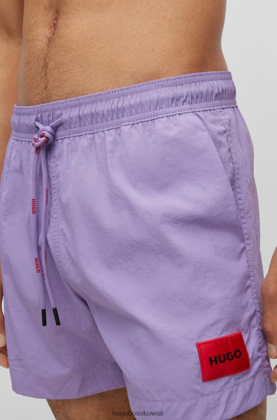 4TFNJN2136 أرجواني Hugo Boss شورت سباحة سريع الجفاف مع شعار أحمر اللون هوغو أرجواني