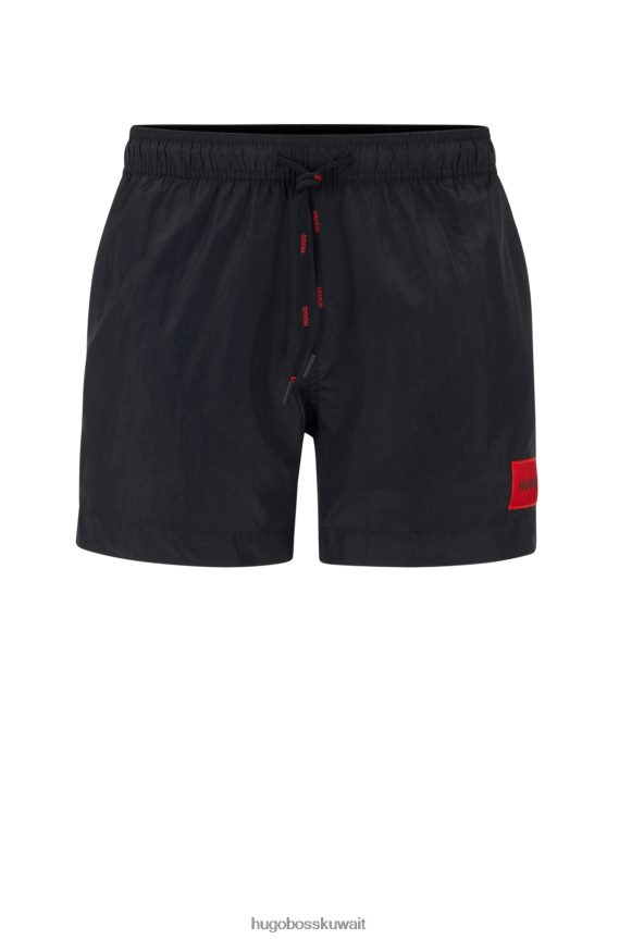 4TFNJN2141 أسود Hugo Boss هوغو شورت سباحة سريع الجفاف مع ملصق شعار أحمر أسود