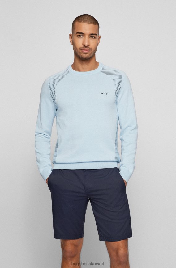 4TFNJN2144 أزرق فاتح Hugo Boss سترة من القطن العضوي مع خطوط بلونين باللون الأزرق الفاتح