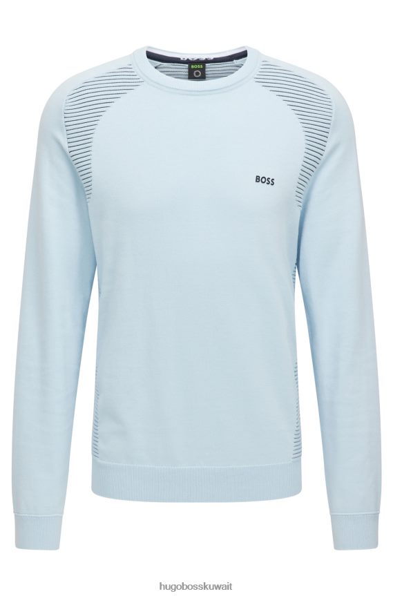 4TFNJN2144 أزرق فاتح Hugo Boss سترة من القطن العضوي مع خطوط بلونين باللون الأزرق الفاتح