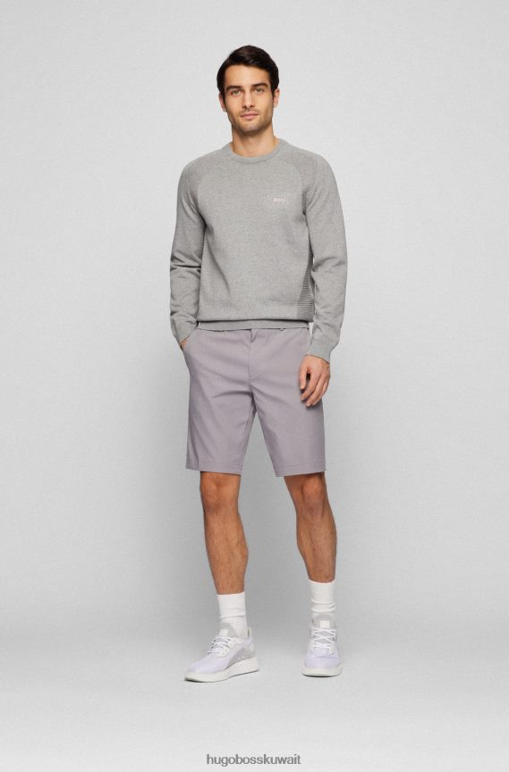 4TFNJN2147 رمادي فاتح Hugo Boss سترة هوغو من القطن العضوي مع خطوط بلونين باللون الرمادي الفاتح