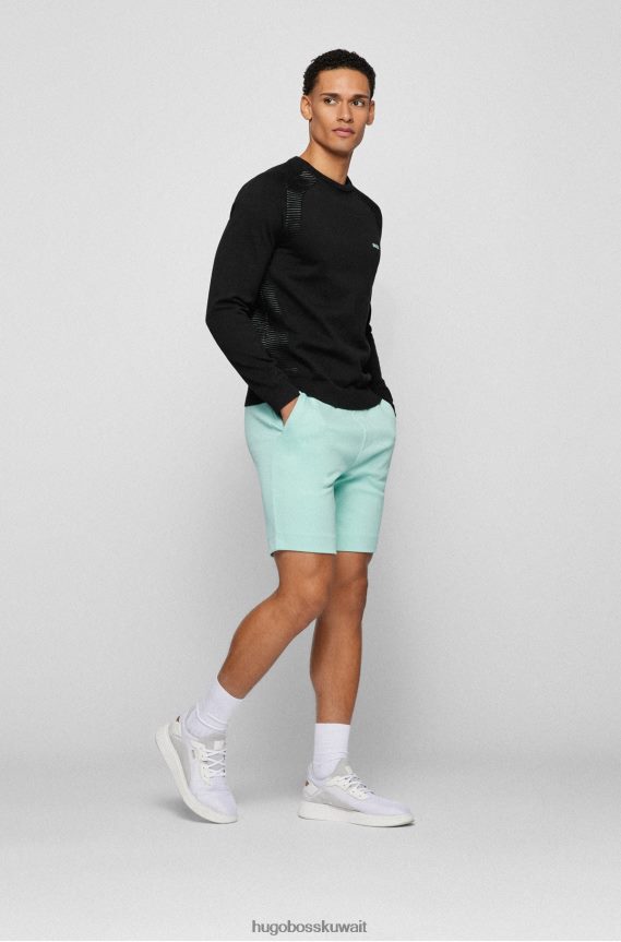 4TFNJN2149 أسود Hugo Boss سترة سوداء من القطن العضوي مع خطوط بلونين من هوغو