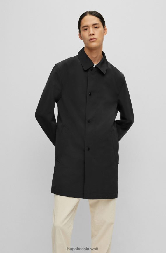 4TFNJN2156 أسود Hugo Boss سترة عادية مقاومة للماء مصنوعة من مادة معاد تدويرها باللون الأسود Hugo