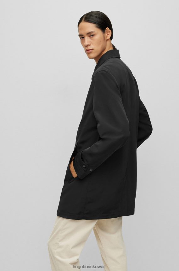 4TFNJN2156 أسود Hugo Boss سترة عادية مقاومة للماء مصنوعة من مادة معاد تدويرها باللون الأسود Hugo