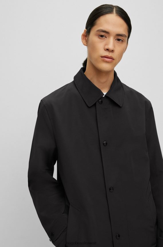 4TFNJN2156 أسود Hugo Boss سترة عادية مقاومة للماء مصنوعة من مادة معاد تدويرها باللون الأسود Hugo