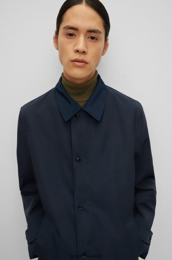 4TFNJN2157 أزرق غامق Hugo Boss سترة Hugo زرقاء داكنة مقاومة للماء ومصنوعة من مواد معاد تدويرها