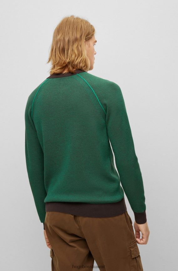 4TFNJN2159 أخضر Hugo Boss سترة Hugo ذات المقاس العادي من مزيج القطن العضوي باللون الأخضر