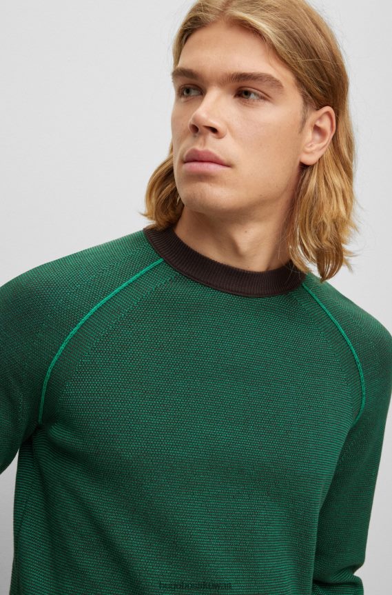 4TFNJN2159 أخضر Hugo Boss سترة Hugo ذات المقاس العادي من مزيج القطن العضوي باللون الأخضر