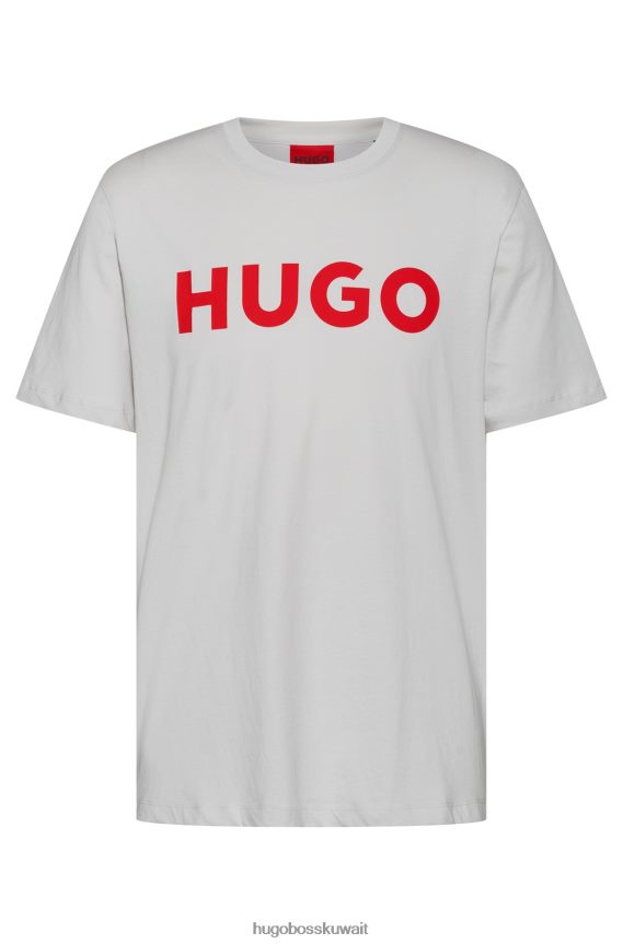 4TFNJN2176 البيج الفاتح Hugo Boss تيشيرت هوغو من الجيرسي القطني باللون البيج الفاتح مع شعار متباين