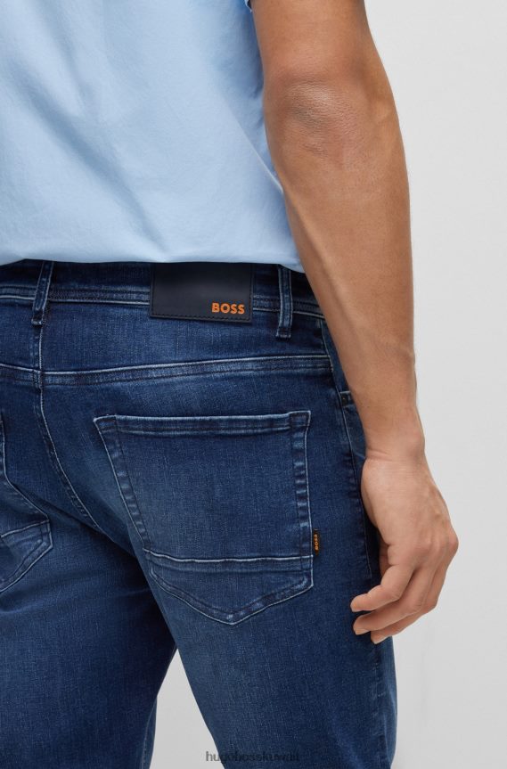 4TFNJN2182 أزرق غامق Hugo Boss هوغو جينز أزرق داكن مدبب من قماش الدنيم عالي الحركة باللون الأزرق الداكن