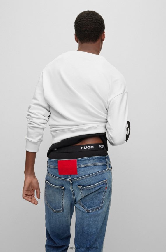 4TFNJN2186 أبيض Hugo Boss هوغو | سويت شيرت من القطن العضوي مع طباعة شعار كبسولة كبيرة الحجم