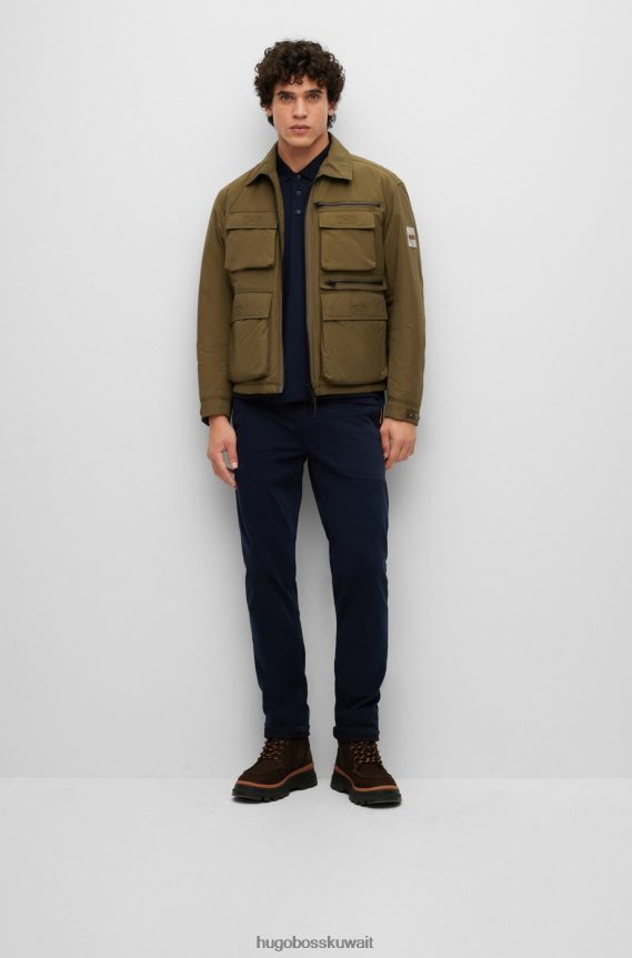 4TFNJN2194 أزرق غامق Hugo Boss قميص بولو من القطن الجيرسي مع جيب رقعة هوغو باللون الأزرق الداكن