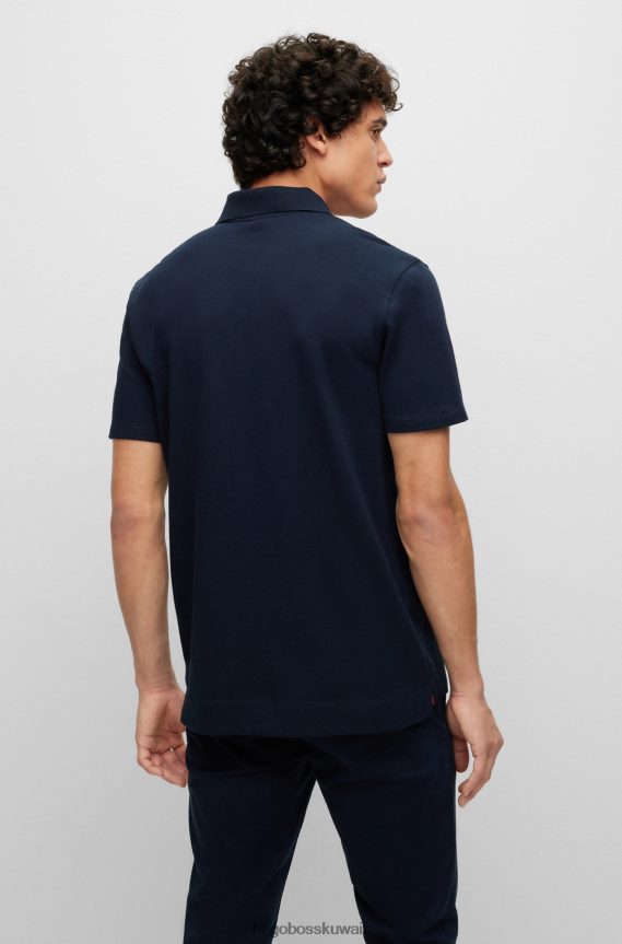 4TFNJN2194 أزرق غامق Hugo Boss قميص بولو من القطن الجيرسي مع جيب رقعة هوغو باللون الأزرق الداكن