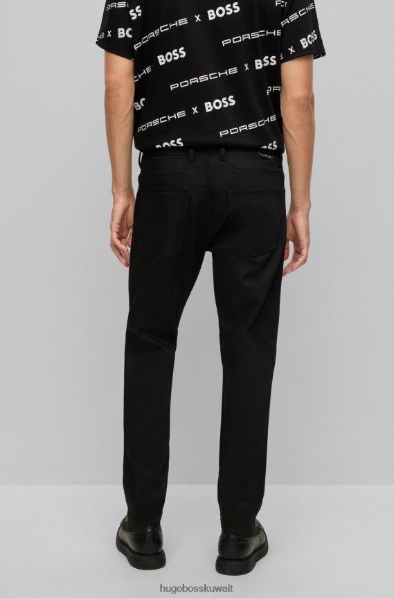 4TFNJN2195 أسود Hugo Boss بنطلون جينز بورش إكس مدبب من قماش الدنيم الأسود
