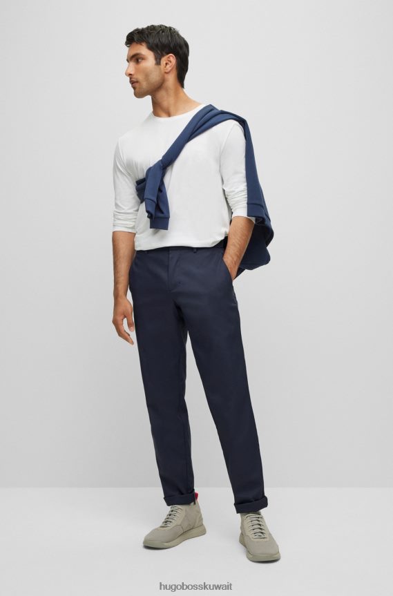 4TFNJN2196 أزرق غامق Hugo Boss بنطال هوغو بقصة ضيقة مصنوع من نسيج قطني مقاوم للماء باللون الأزرق الداكن