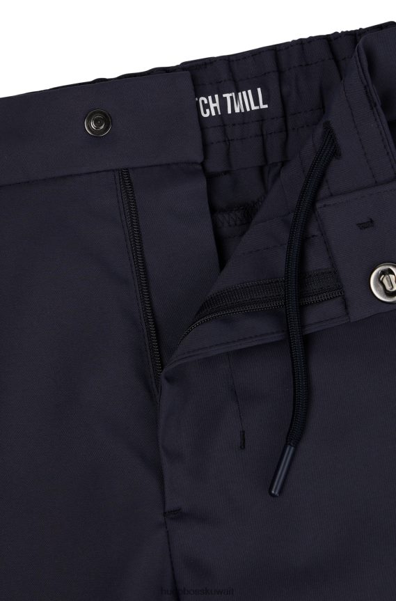 4TFNJN2196 أزرق غامق Hugo Boss بنطال هوغو بقصة ضيقة مصنوع من نسيج قطني مقاوم للماء باللون الأزرق الداكن
