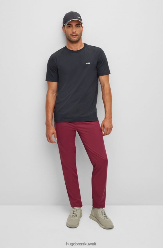 4TFNJN2197 وردي غامق Hugo Boss بنطلون هوغو ذو قصة ضيقة باللون الوردي الداكن مصنوع من نسيج قطني مقاوم للماء