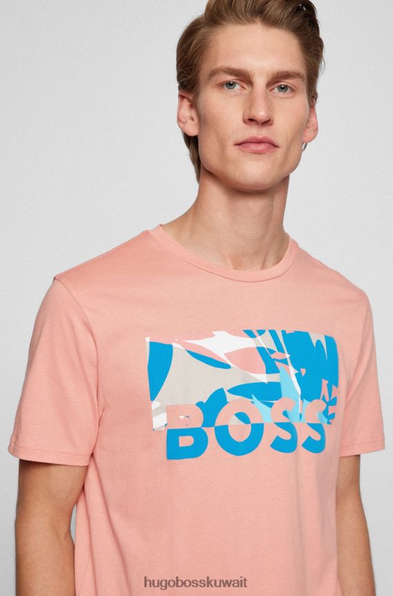 4TFNJN21 أزرق غامق/أحمر فاتح Hugo Boss تي شيرت التفكير 50469663 أزرق داكن