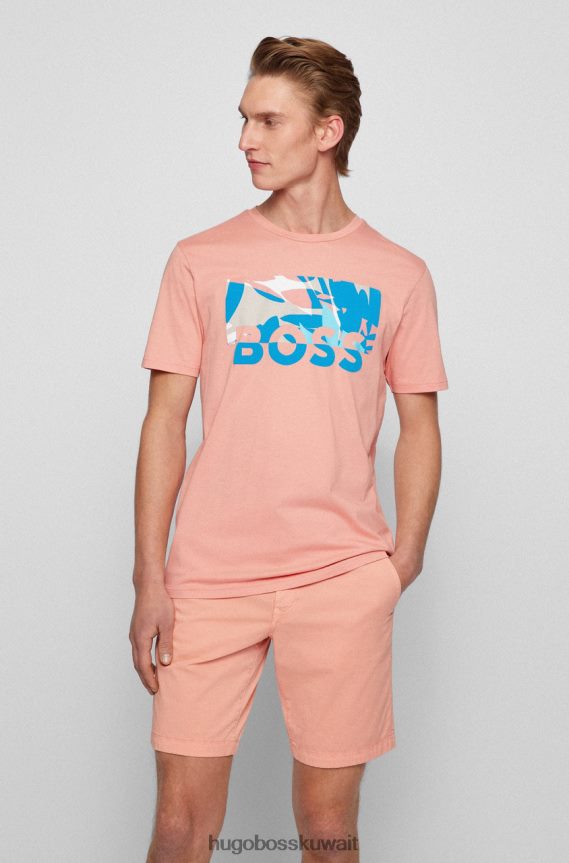 4TFNJN21 أزرق غامق/أحمر فاتح Hugo Boss تي شيرت التفكير 50469663 أزرق داكن