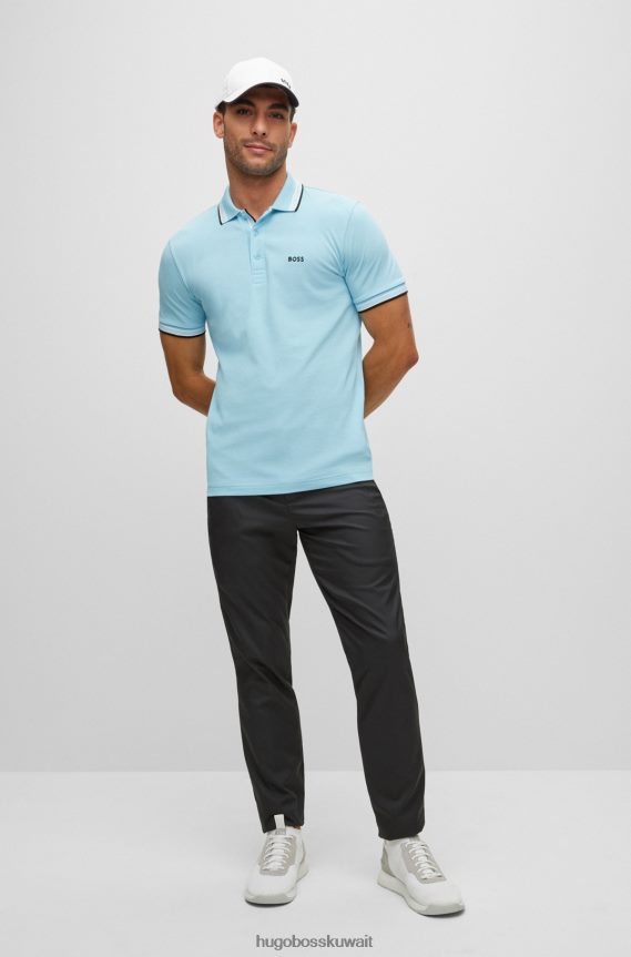 4TFNJN2200 أسود Hugo Boss بنطال بقصة ضيقة مصنوع من نسيج التويل الأسود المقاوم للماء