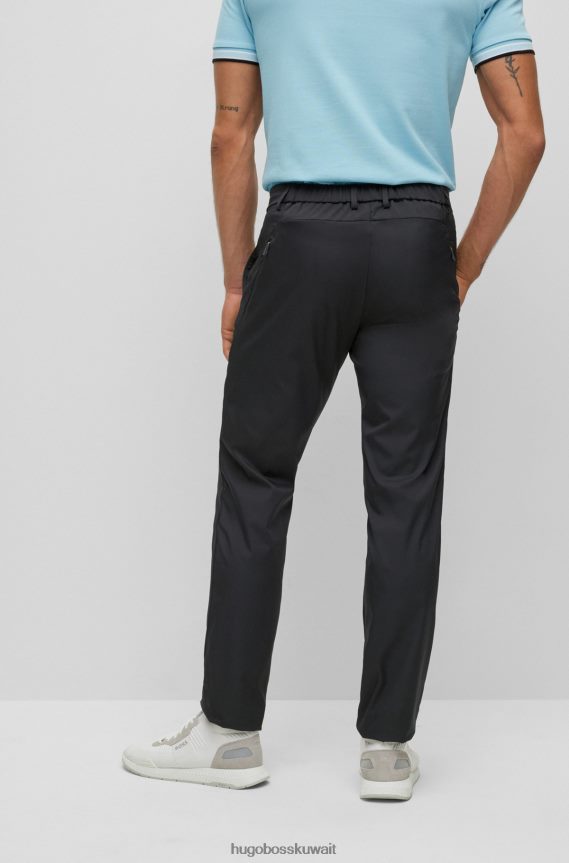 4TFNJN2200 أسود Hugo Boss بنطال بقصة ضيقة مصنوع من نسيج التويل الأسود المقاوم للماء