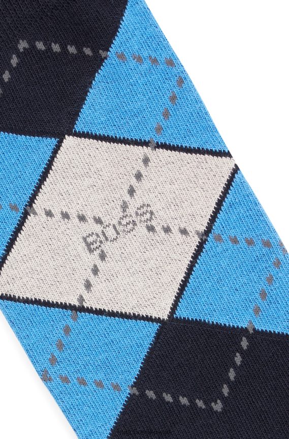 4TFNJN2202 أزرق Hugo Boss هوغو أزرق - حزمة من قطعتين من الجوارب ذات الطول العادي مصنوعة من مزيج القطن